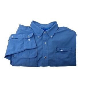 Southern Tide Large Vented Mens Fishing Shirt Roll Tab Sleeves Blue Check